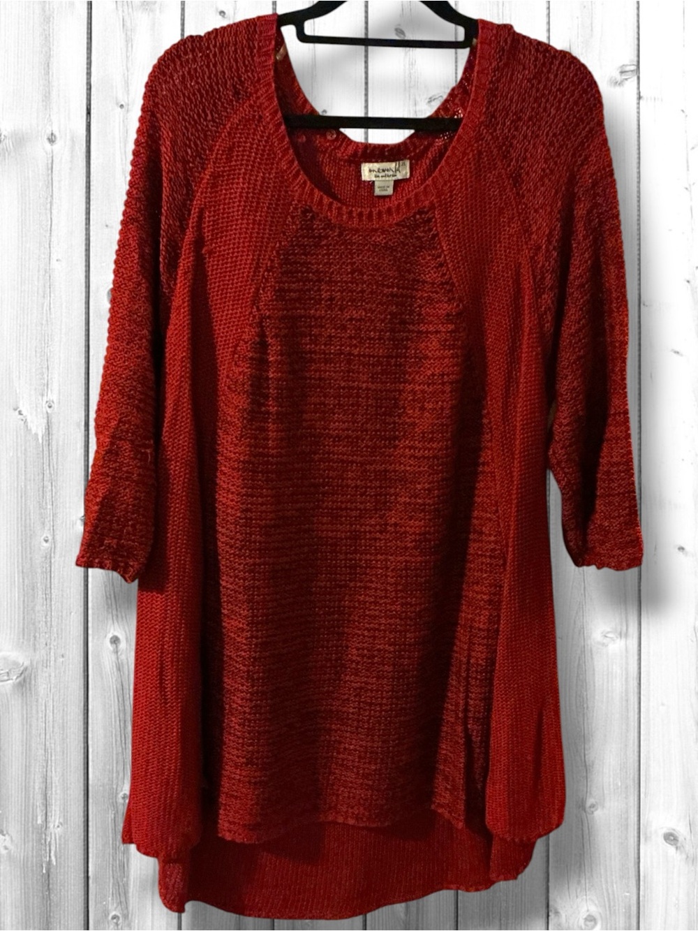 🌷One World Cozy Red Knit Tunic Sweater